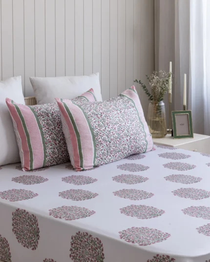 Gulabi Haze Complete Bedding Set, hand block printed – view 5