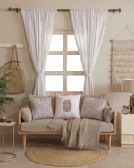 Gulabi Haze Fading Phool Quilted Cushion Cover, hand block printed – view 3
