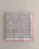 Gulabi Haze Quilted Bed Cover, hand block printed – view 4