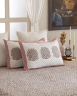 Gulabi Haze Quilted Bed Cover, hand block printed – view 5