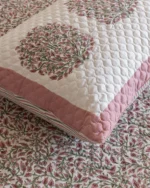 Gulabi Haze Quilted Bed Cover, hand block printed – view 6