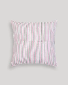 Gulabi Haze Striped Spring Cushion Cover, hand block printed
