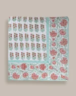 Mint Mehrab Quilted Bed Cover, hand block printed – view 4