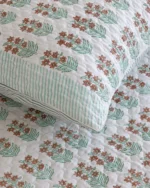 Mint Mehrab Quilted Bed Cover, hand block printed – view 5