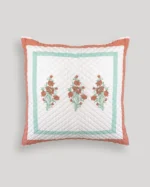 Mint Mehrab Quilted Cushion Cover, hand block printed – view 2