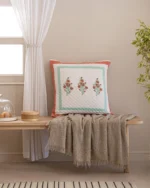 Mint Mehrab Quilted Cushion Cover, hand block printed – view 4