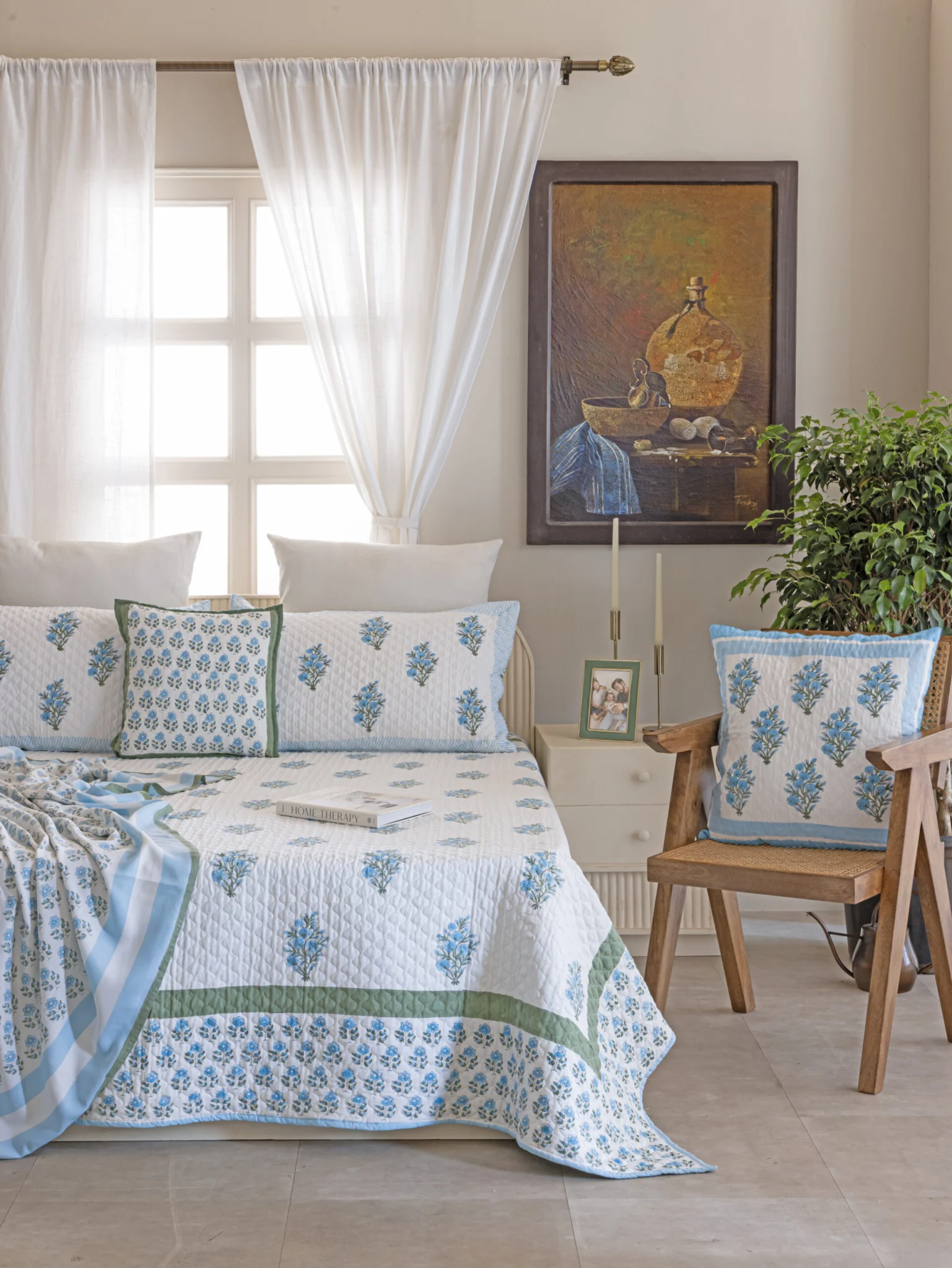 Neel Grove Complete Bedding Set, hand block printed