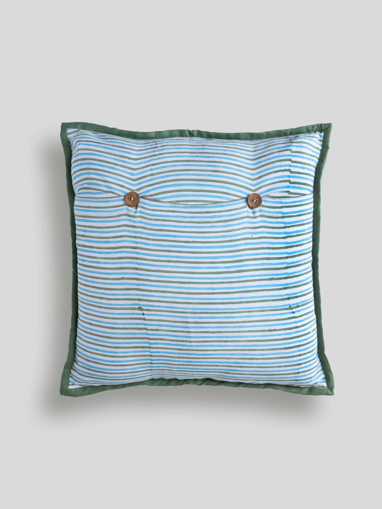 Neel Grove Indigo Bloom Quilted Cushion Cover, hand block printed – view 2