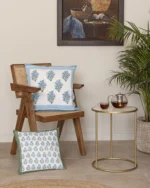 Neel Grove Indigo Bloom Quilted Cushion Cover, hand block printed – view 3