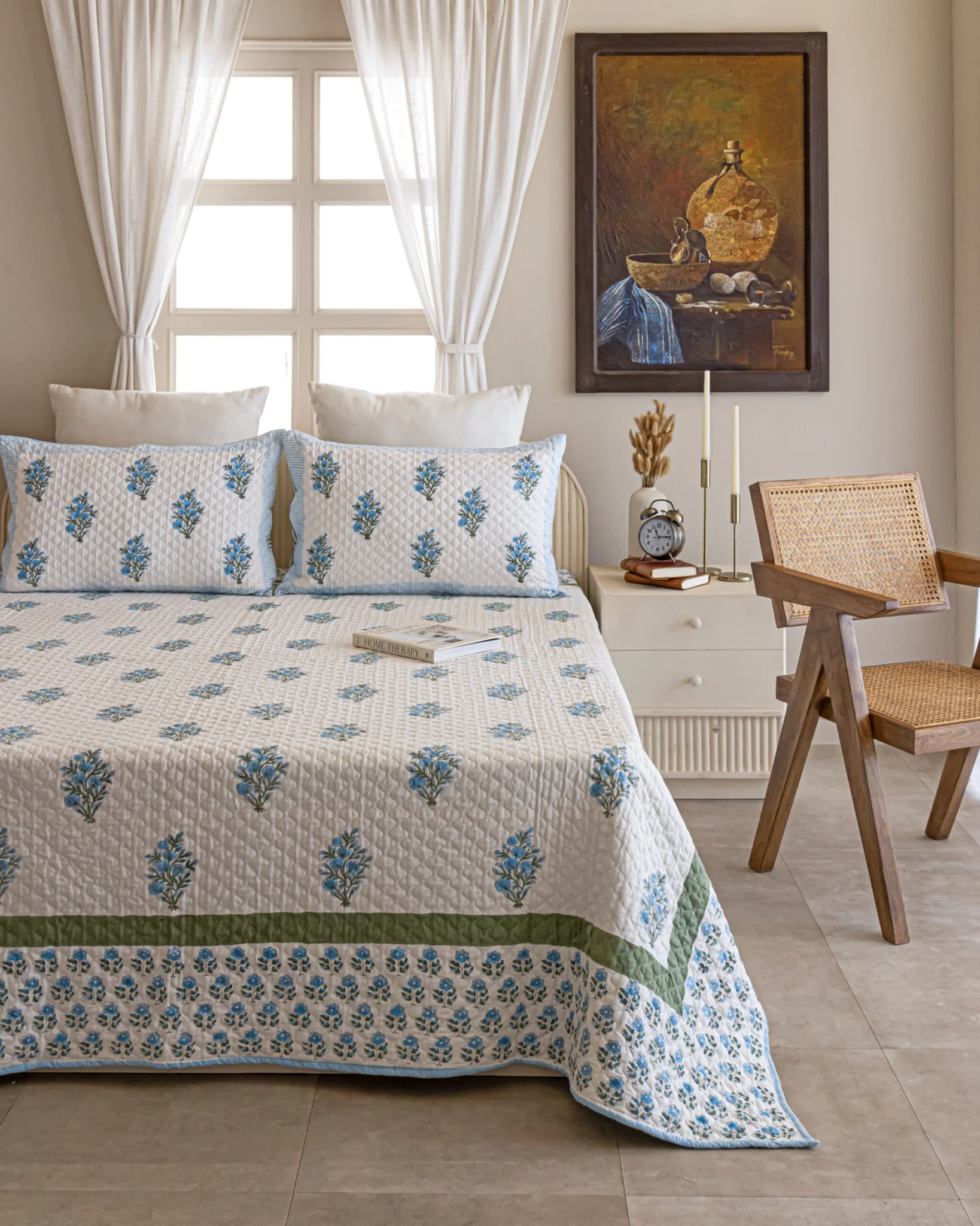 Neel Grove Quilted Bed Cover, hand block printed – view 2
