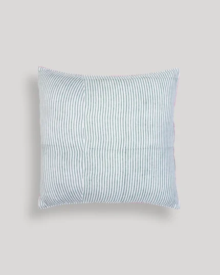 Pink Chowk Bazaar Quilted Cushion Cover, hand block printed – view 3