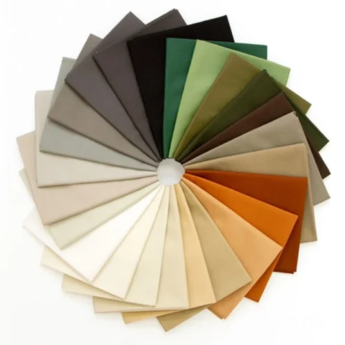 Fan of plain fabric swatches in natural tones