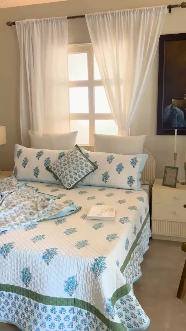 Neel Grove bedding in a bedroom