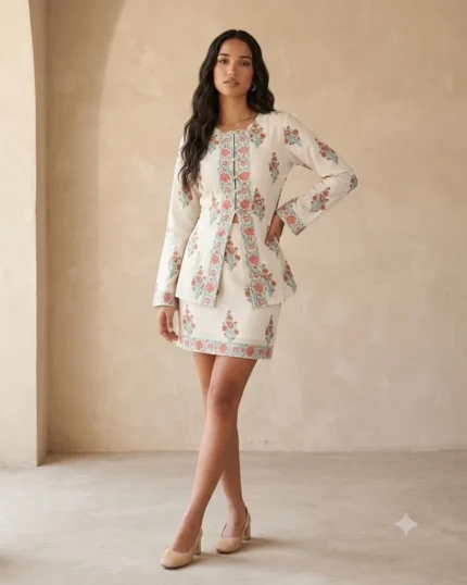 Gulabi Garden Jacket & Mini Skirt Set