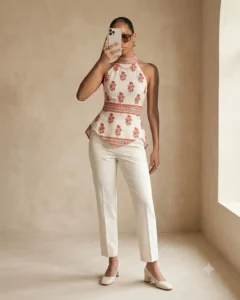 Gulabi Halter Peplum Top