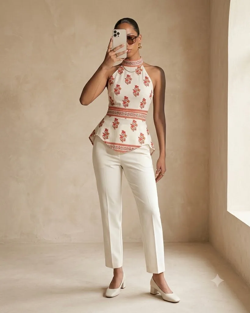 Gulabi Halter Peplum Top Gulabi Halter Peplum Top